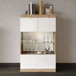 Saya High Gloss Display Cabinet With 2 Doors In White And Cadiz - UK