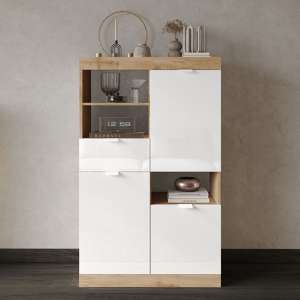 Saya High Gloss Display Cabinet With 3 Doors In White And Cadiz - UK