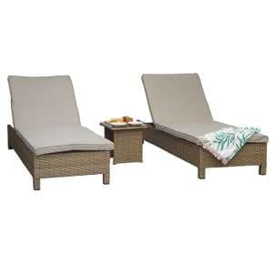 Sayer Weave Pair Of Sun Loungers With Table In Natural