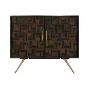 Sutra Wooden Sideboard With Warm Gold Legs In Brown - UK