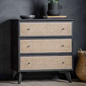 Scalar Wooden Chest Of 3 Drawer In Black And Natural - UK