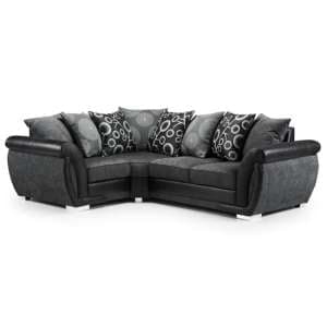Scalby Fabric Left Hand Corner Sofa In Black And Grey