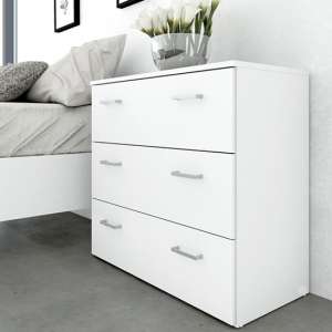 Scalia Wooden Chest Of Drawers In White With 3 Drawers - UK