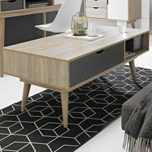 Scandia Wooden Coffee Table In Oak And Grey - UK