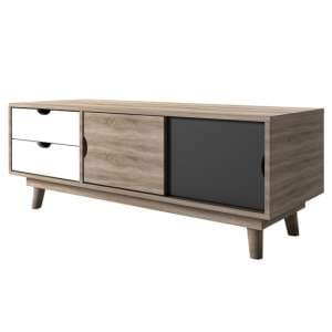 Scandia Wooden TV Stand In Oak And Grey - UK