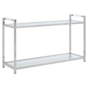 Sceptrum Clear Glass Top Console Table With Silver Steel Base - UK