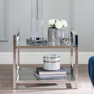 Sceptrum Square Clear Glass End Table With Silver Steel Frame - UK