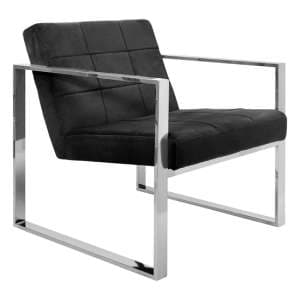 Sceptrum Velvet Lounge Chair With Steel Frame In Black