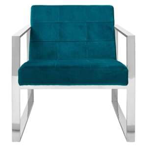Sceptrum Velvet Lounge Chair With Steel Frame In Teal