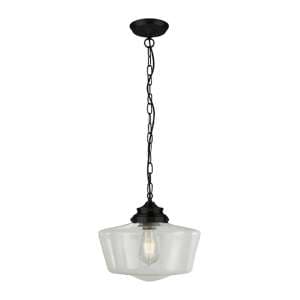 School House Black Pendant Ceiling Light With Clear Glass
