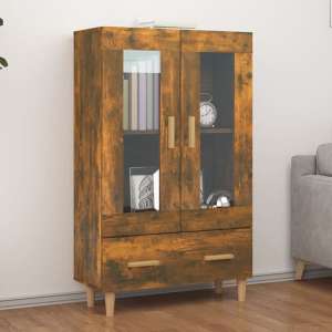 Scipo Wooden Highboard With 2 Doors 1 Drawers In Smoked Oak