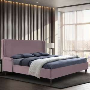 Scottsbluff Plush Velvet Double Bed In Pink - UK