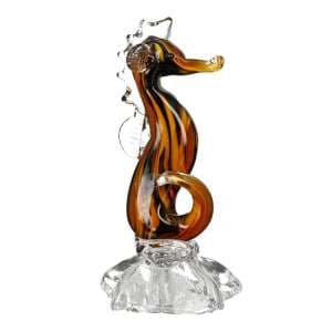 Seahorse Glass Design Sculpture In Brown And Clear