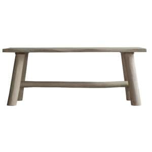 Searcy Small Wooden Dining Bench In Rustic Natural - UK