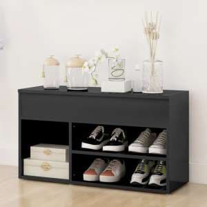 Seim High Gloss Shoe Storage Bench With 2 Shelves In Grey