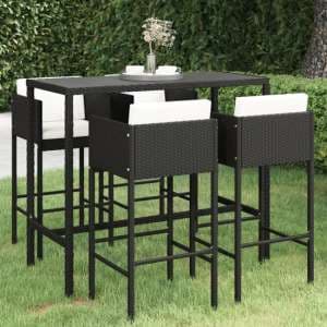 Selah Large Glass Top Bar Table With 4 Avyanna Chairs In Black - UK