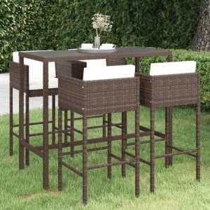 Selah Large Glass Top Bar Table With 4 Avyanna Chairs In Brown - UK