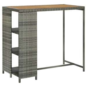 Selah Poly Rattan Bar Table With Storage Rack In Oak And Grey - UK
