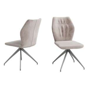 Saltash Mink Velvet Fabric Dining Chairs In Pair