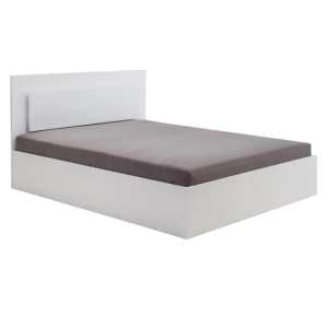 Senoia High Gloss Ottoman Super King Size Bed In White With LED - UK