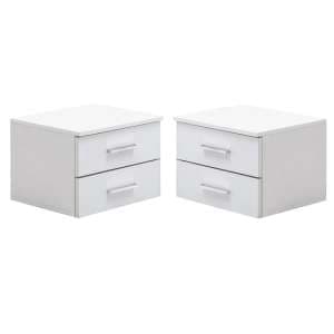 Senoia Set Of 2 High Gloss Bedside Cabinets In White - UK