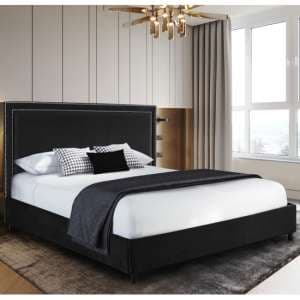 Sensio Plush Velvet Double Bed In Black - UK