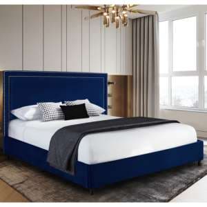 Sensio Plush Velvet King Size Bed In Blue - UK