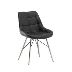Serbia Dining Chair In Black Faux Leather With Chrome Legs