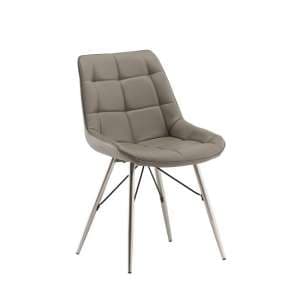 Serbia Faux Leather Dining Chair In Taupe - UK