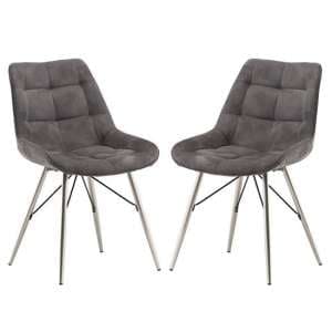 Serbia Grey Fabric Dining Chairs In Pair - UK