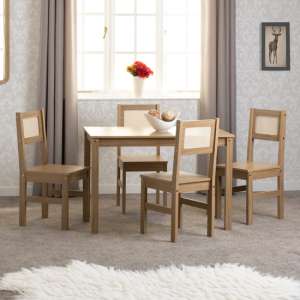Sete Wooden Dining Table With 4 Chairs In Light Oak - UK