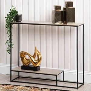 Sevilla Metal Console Table In Nickel With Black Metal Frame - UK