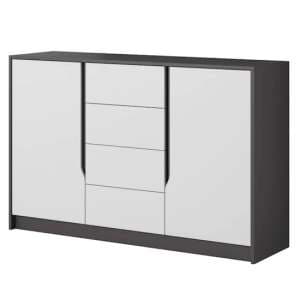 Sewell Wooden Sideboard 2 Doors 4 Drawers In Graphite And White - UK