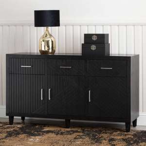 Sewell Wooden Sideboard With 3 Doors 3 Drawers In Black - UK