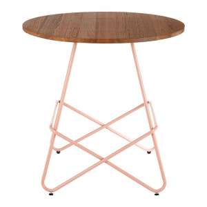 Pherkad Wooden Round Dining Table With Metallic Pink Legs    - UK
