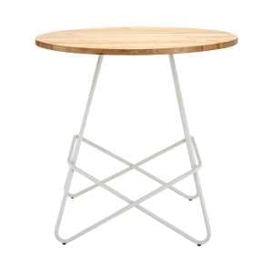 Pherkad Wooden Round Dining Table With Metallic White Legs    - UK