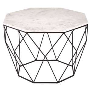 Shalom Octagonal White Marble Top Coffee Table With Black Frame - UK