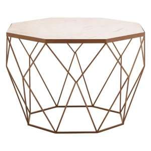 Shalom Octagonal White Marble Top Coffee Table With Gold Frame - UK