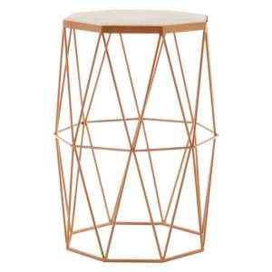 Shalom Octagonal White Marble Top Side Table With Gold Frame - UK