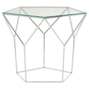Shalom Pentagonal Clear Glass Top Coffee Table With Silver Frame