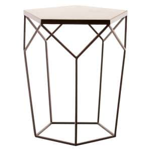 Shalom Pentagonal White Marble Top Side Table With Black Frame - UK