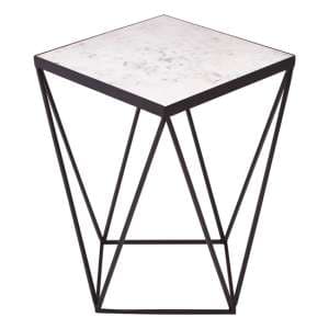 Shalom Square White Marble Top Side Table With Black Frame - UK