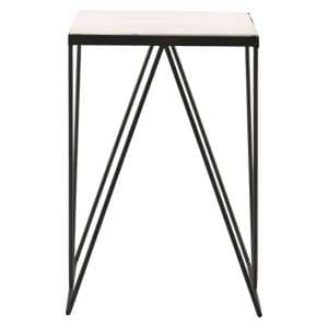 Shalom Square White Marble Top Side Table With Matt Black Legs - UK