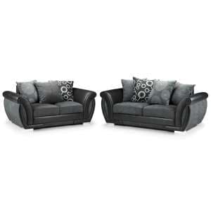 Sharon Fabric 3+2 Seater Sofa Set In Black And Grey - UK