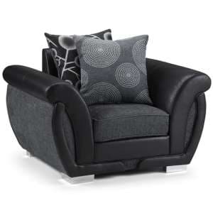 Sharon Fabric Armchair In Black And Grey - UK
