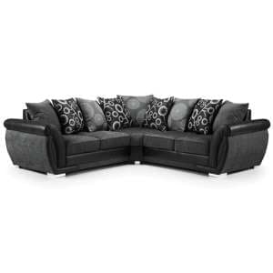 Sharon Fabric Corner Sofa Large In Black And Grey - UK