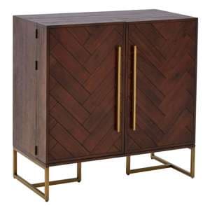 Shaula Wooden Drinks Cabinet With Antique Brass Legs In Brown
