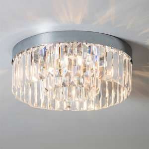Shimmer 5 Lights Clear Crystals Flush Ceiling Light In Chrome - UK