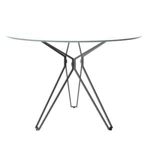 Shimotoda Round Glass Dining Table With Grey Painted Legs - UK