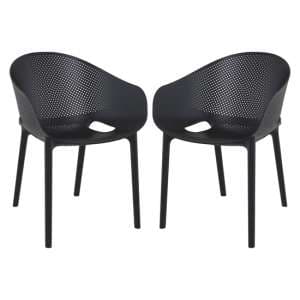 Shipley Outdoor Black Stacking Armchairs In Pair - UK
